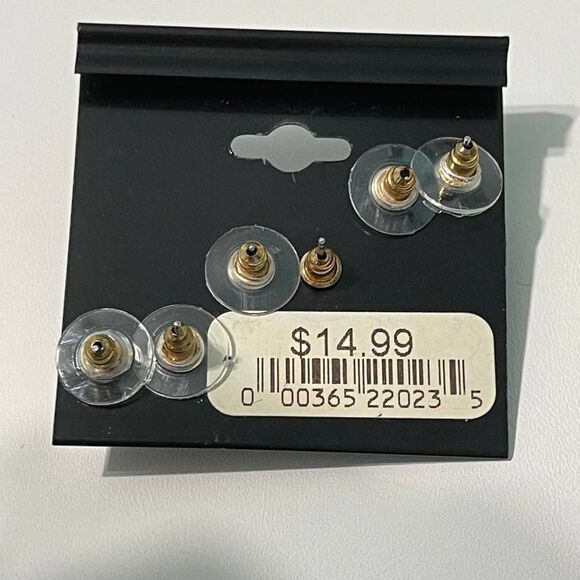 Taramanda Trio Earring Set Gold Studs CZ Studs - Picture 7 of 8